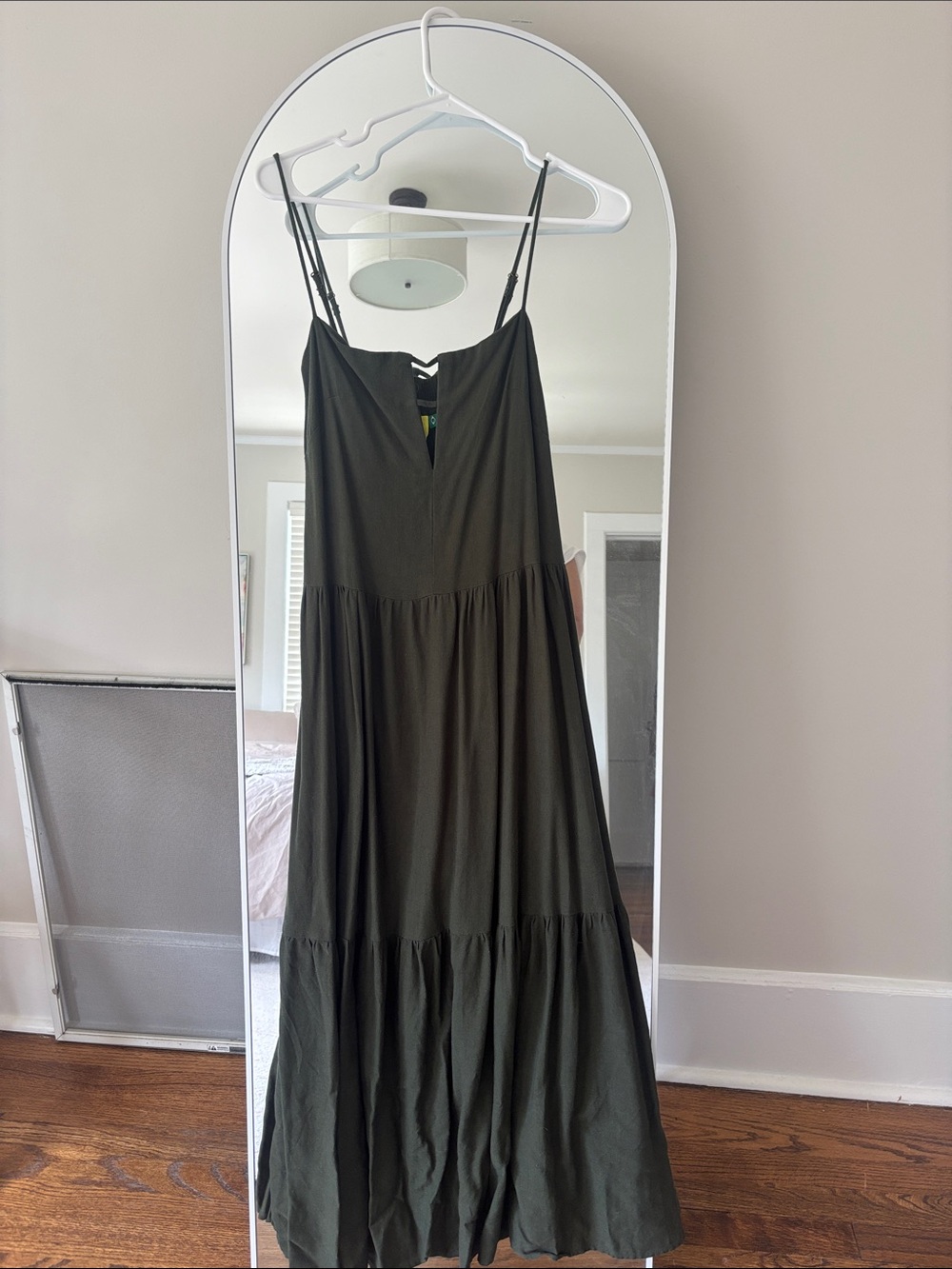 Farm Rio Spaghetti Strap Olive Green Maxi Dress NWT